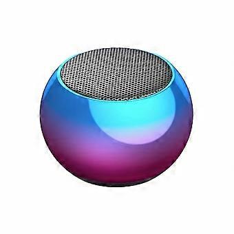 Portable Bluetooth Speaker, Round Mini Wireless Speaker with Blue-to-Purple Gradient Glossy Finish, Metal Mesh Grille for Desktop Home Office