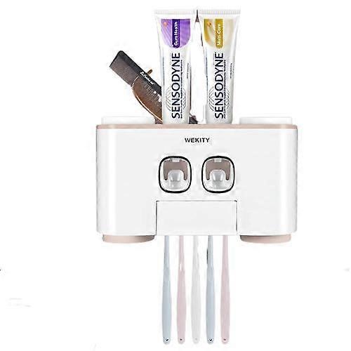 Multi-Functional Toothbrush Holder and Toothpaste Dispenser