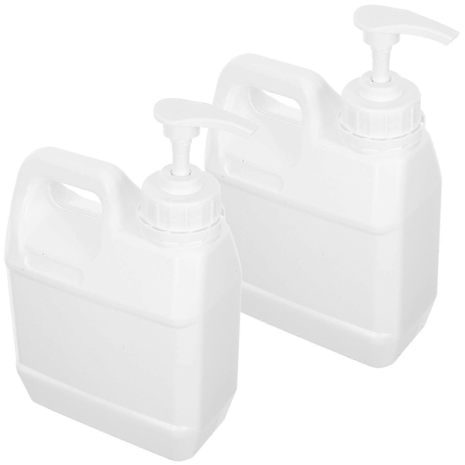 2Pcs White Pump Bottle for Storage Use Plastic Liquid Container