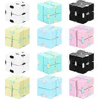 12 Pieces Infinity Cube Mini Fidget Blocks Mini Infinity Cube Desk Toy Sensory Tool Fidget Blocks Magic Puzzle Flip Cube for Teens Adults Birthday Fav