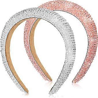 2 pièces strass diamant perlé bandeaux pour femmes filles cristal rembourré bandeau baroque bandeau de cheveux cerceau de cheveux bijou large casque accessoires de cheveux 