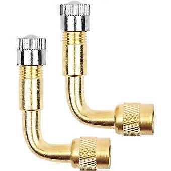2Pcs 90 Degree Valve Extender, Copper Valve Extension for Car Valve Angle Valve, Tire Valve for Car, Motorcycle, Bike, Scooter