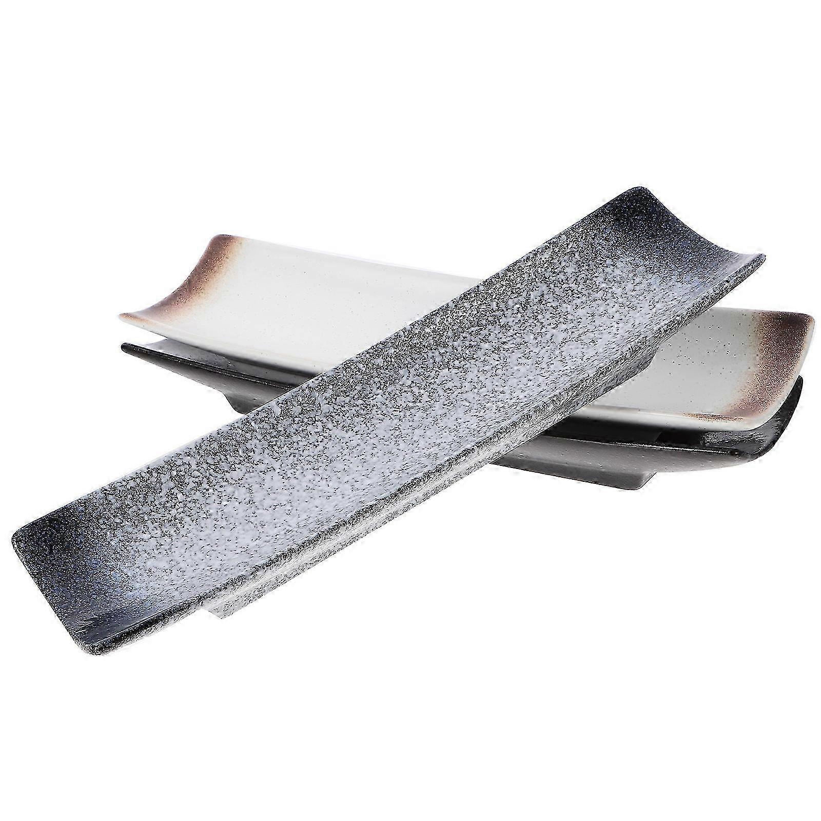 Sushi Plate Ceramics Tray compatible with Serving 3Pcs Rectangular Assorted Colors