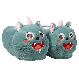 Cartoon Monster Plush Slippers  Cozy House Sllipper for Indoor Use, Fluffy Cotton Footwear with Funny Horned Face Design, Warm Winter Shoes for Men an