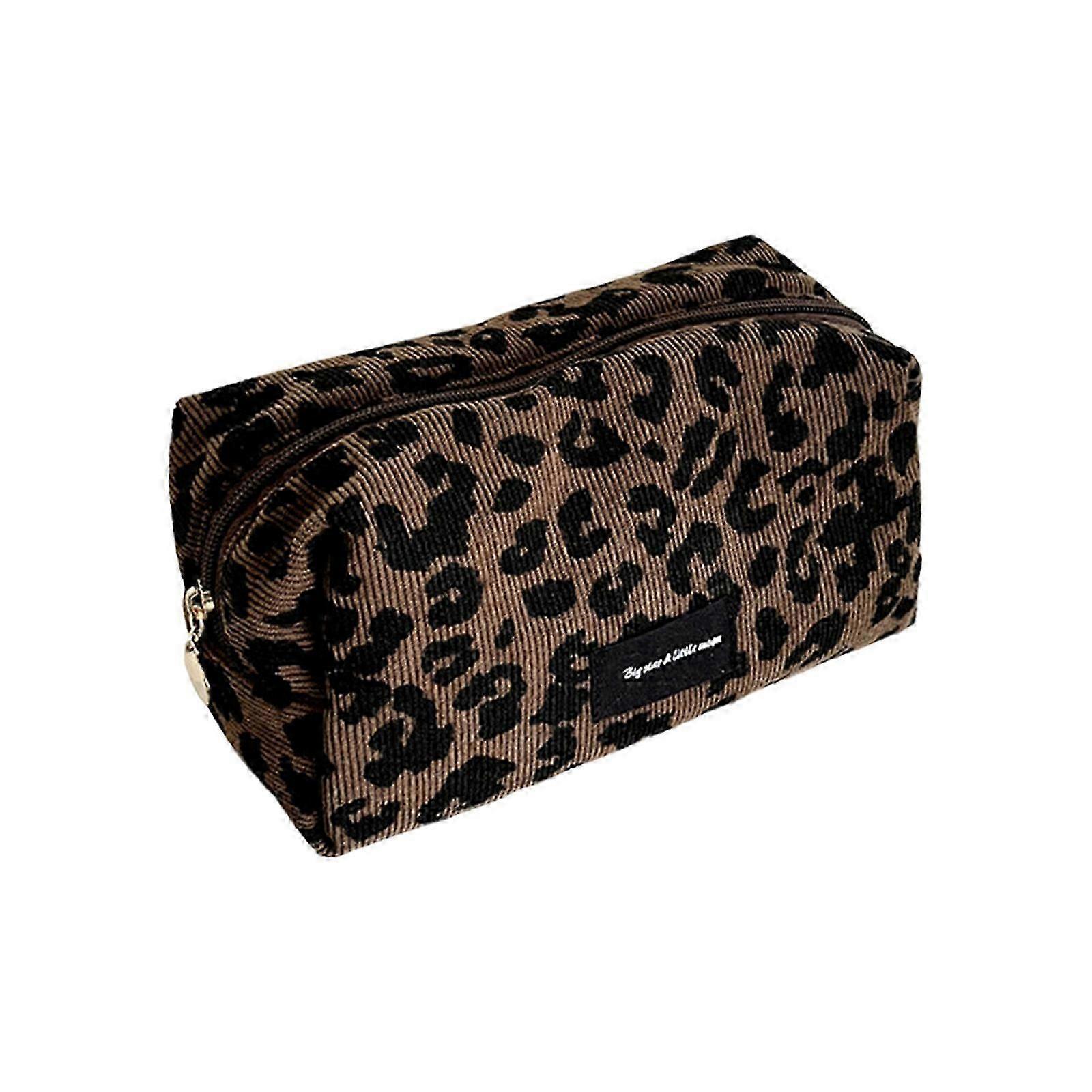 Large Capacity Polyester Leopard Cosmetic Bag Practical Makeup Essential Organizer