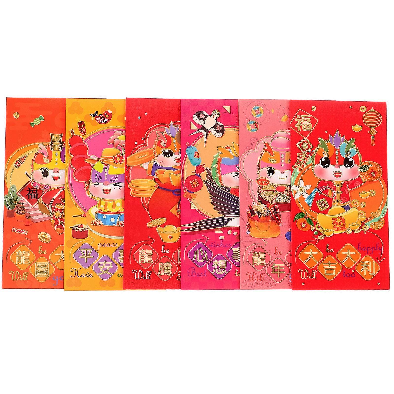 Festival Red Envelope Paper Dragon Pattern for Storage 24Pcs Pack