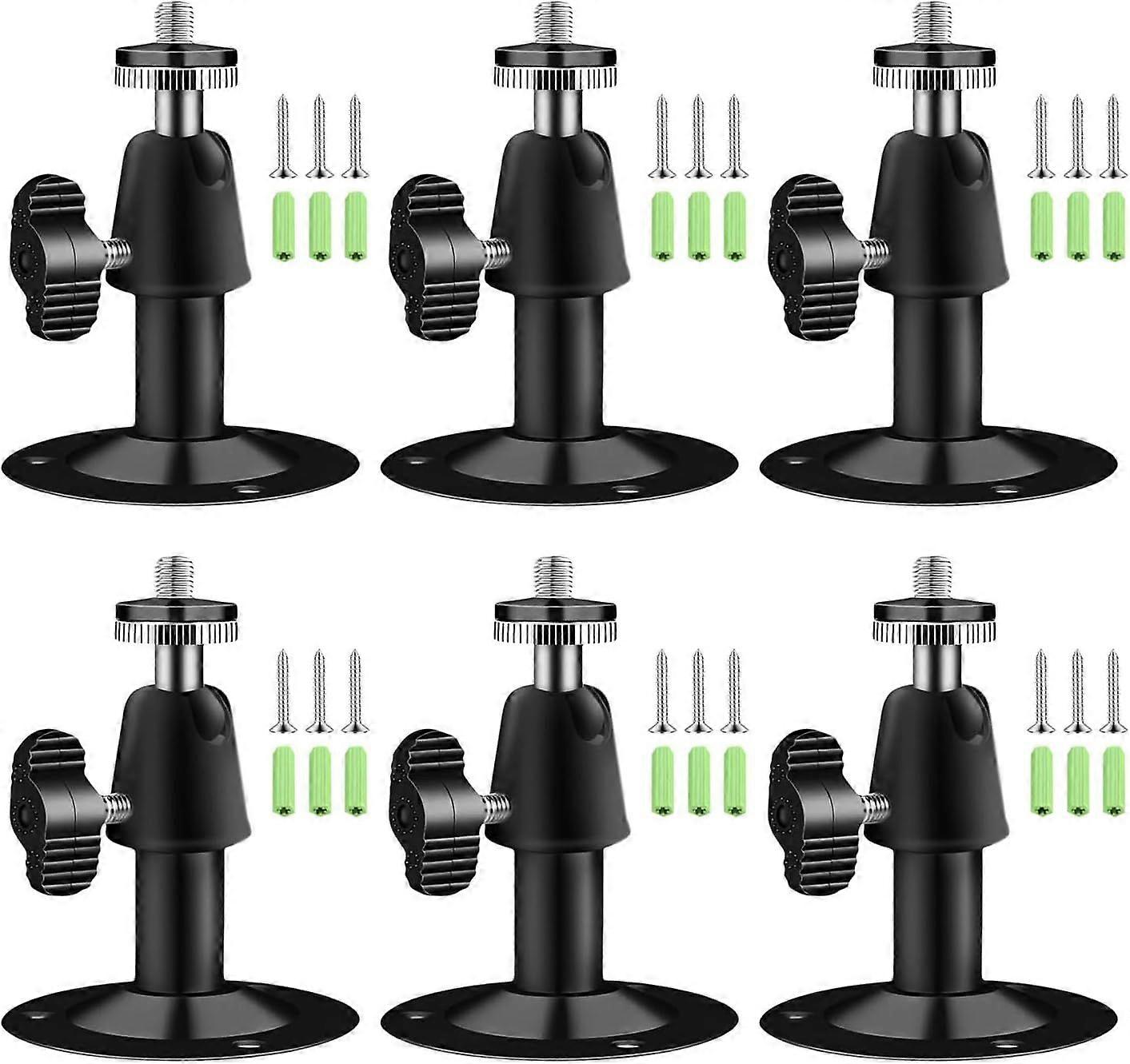 6 Pack Security Camera Wall Mount Brackets, 360 Swivel with 1/4in Screw