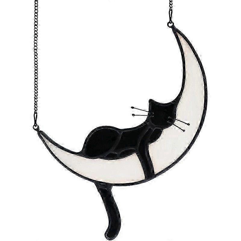 Acrylic Cat on Moon Window Decor