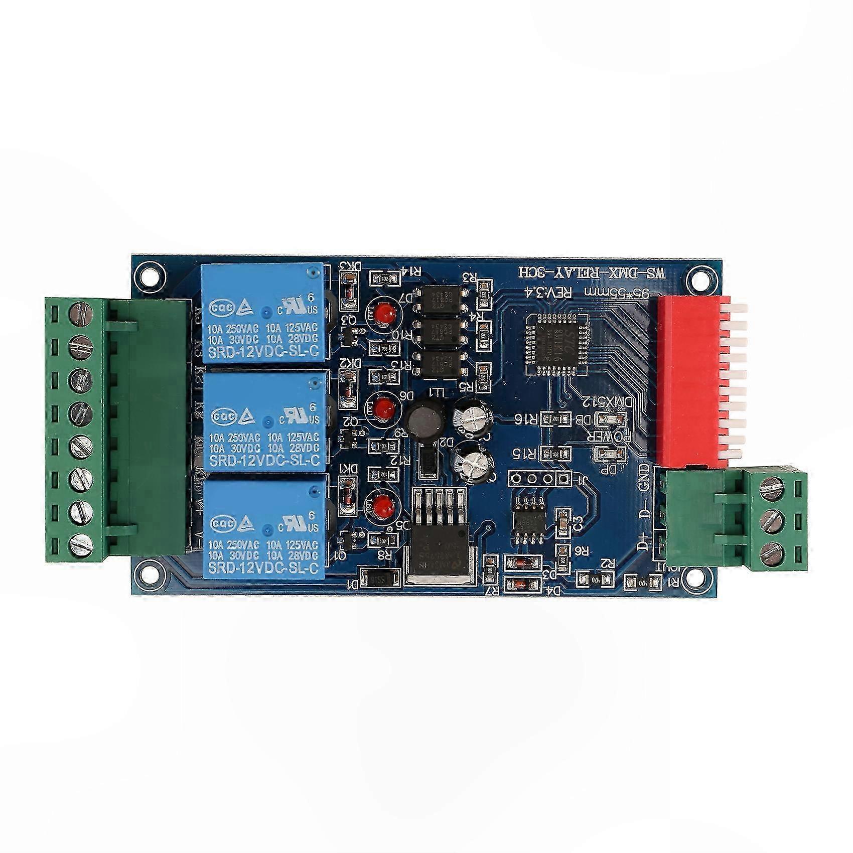 Relay Switch Kit 3-Channel 5A DMX512 DMX Decoder Controller Module for DIY Dimmer Control