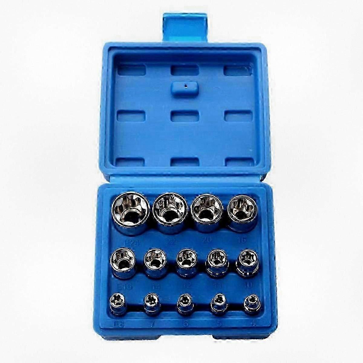 14pcs Female E Torx Socket Set E4 to E24 External Hex Bit Insert Nut 26-27