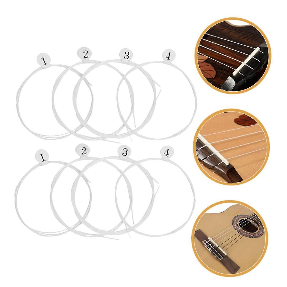 8pcs Ukulele Strings Set, Nylon Replacement Strings for Beginners and Professionals, Clear Warm Tone