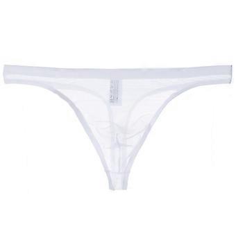 Cueca fio dental masculina transparente, de malha, fina, antisséptica e de cintura baixa.