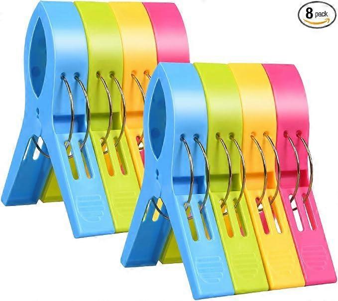 8pcs Clothes Pegs, Beach Towel Clips, Windbreak Clips