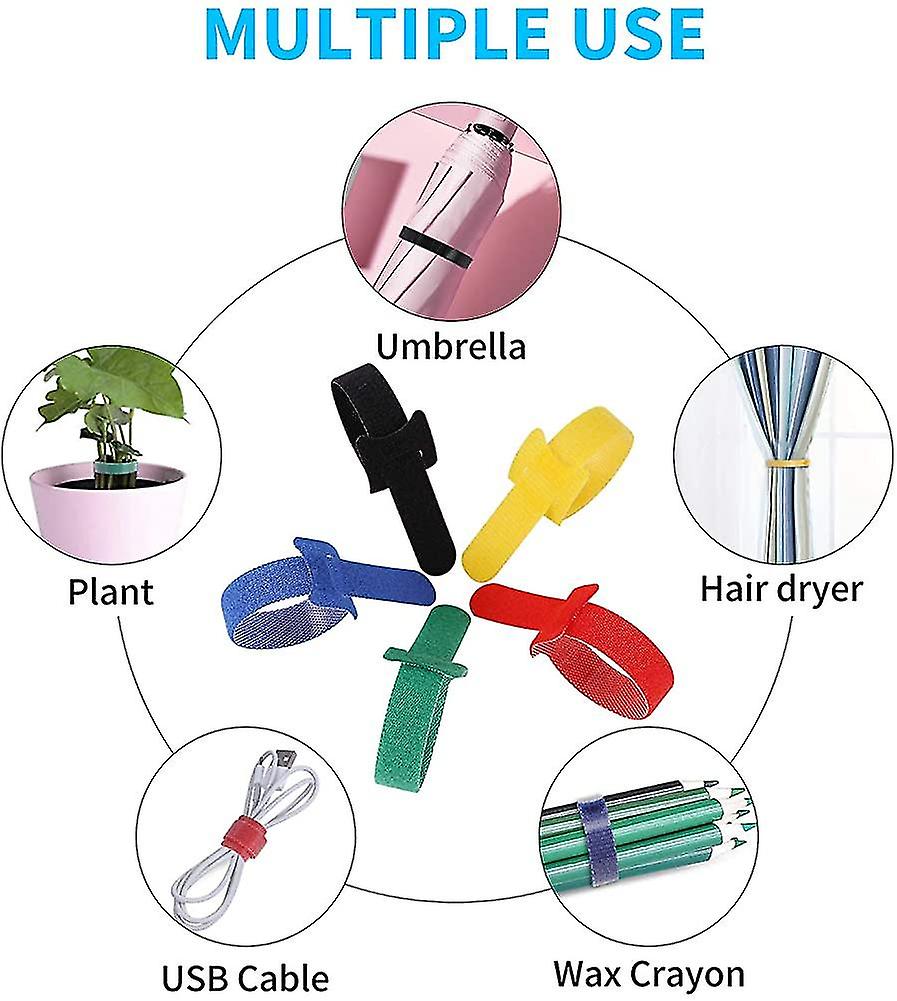 100 Pcs Cable Tie, 15cm Reusable Nylon Cable Tie, Adjustable Hook And Loop