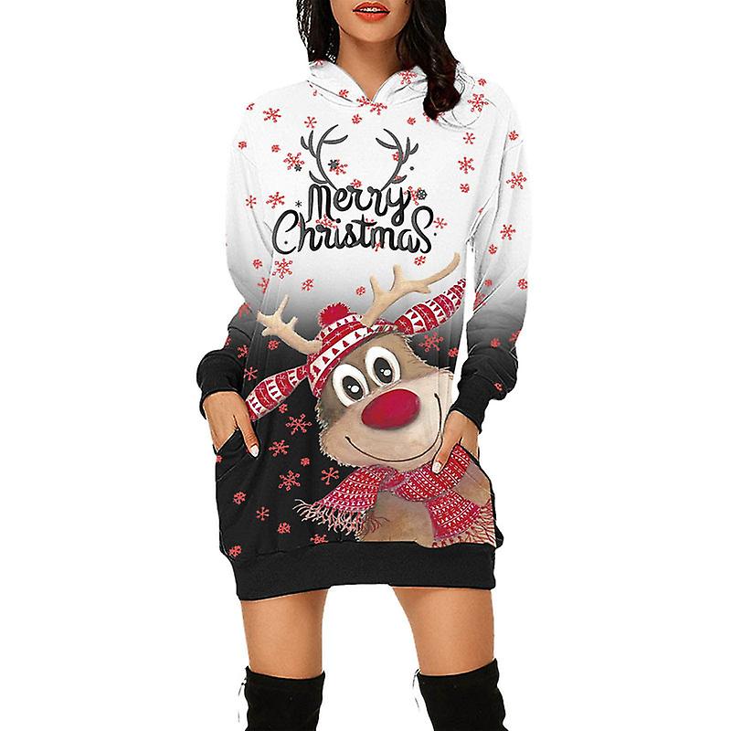 Impression 3D de Noël Long Pull à capuche Pull Medium Long Pull Cadeau de Noël Style02