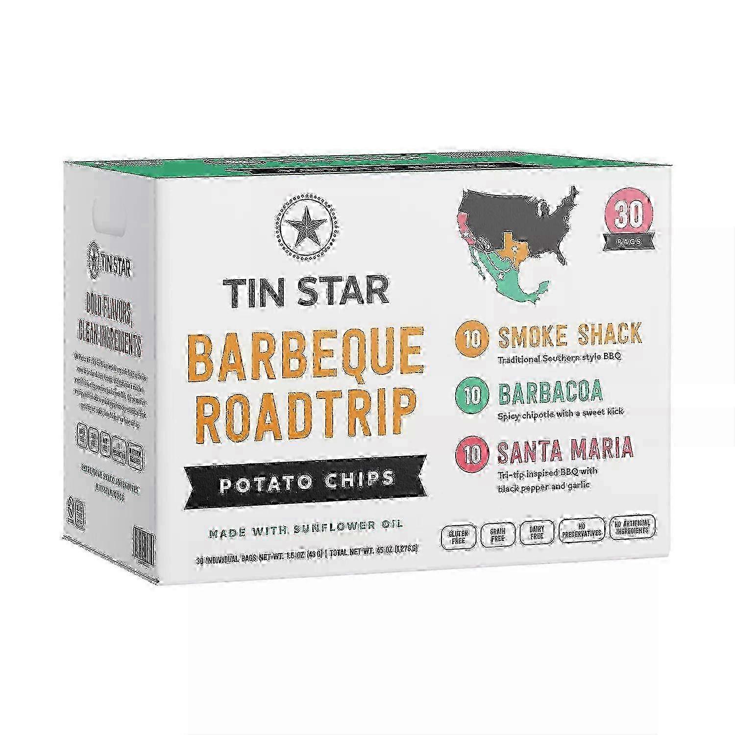 Tin Star Barbeque Road Trip Chip Variety Pack, 30 Ea