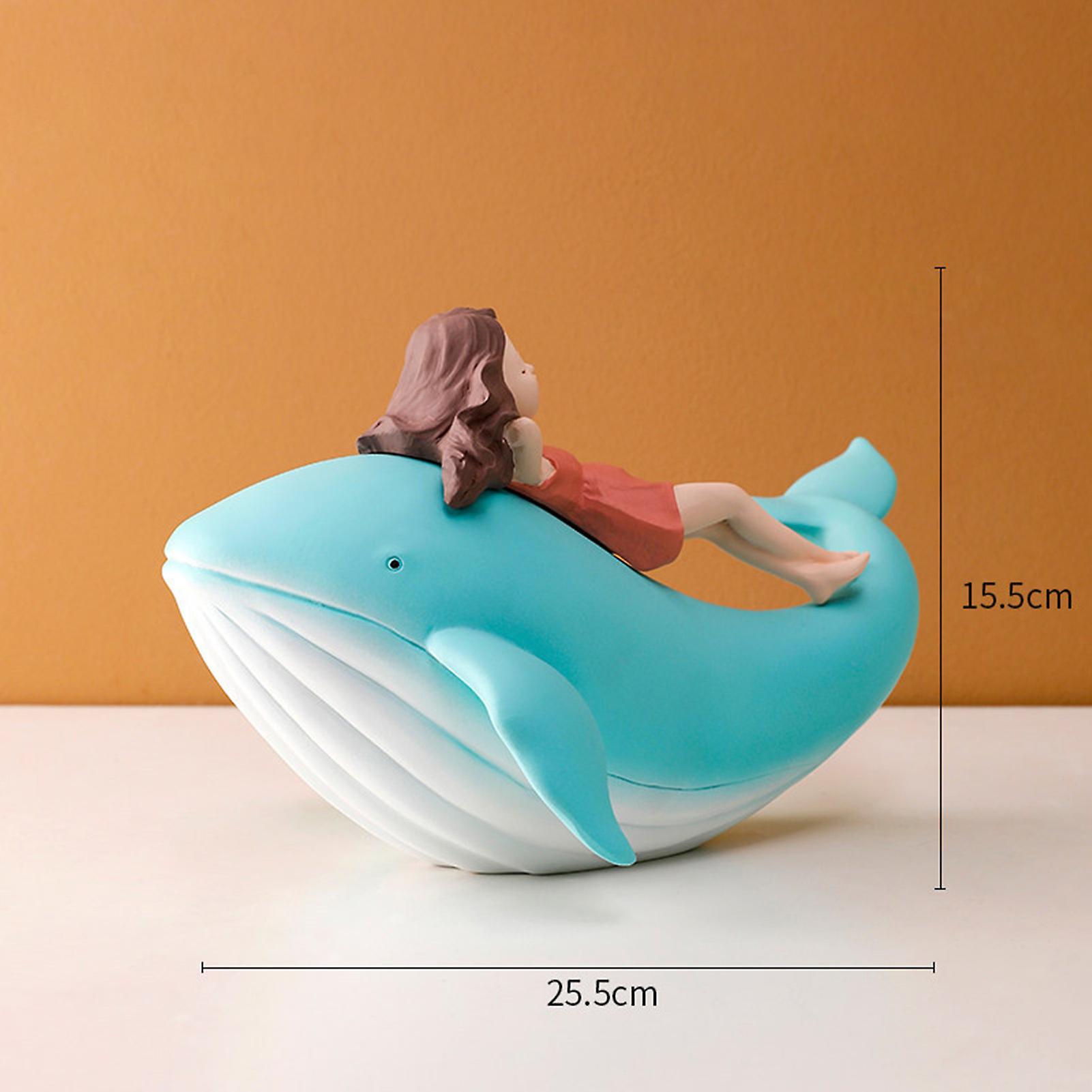 Cute Resin Whale Girl Ornament Abstract Art Statues Sculpture For Home Decor Coffee Table