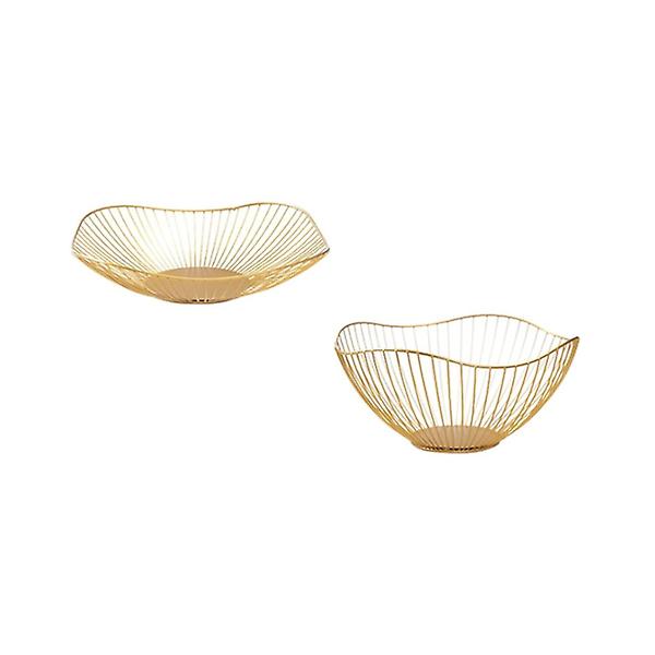 Gold Metal Fruit Basket Decor Kitchen Storage Racks & Holders