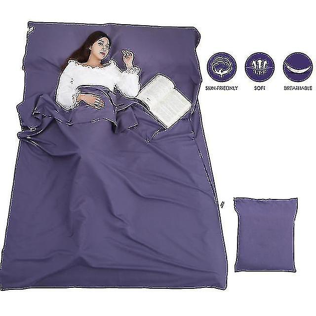 حقيبة النوم بطانة المحمولة 2 شخص السفر ورقة التخييم تنفس مريحة