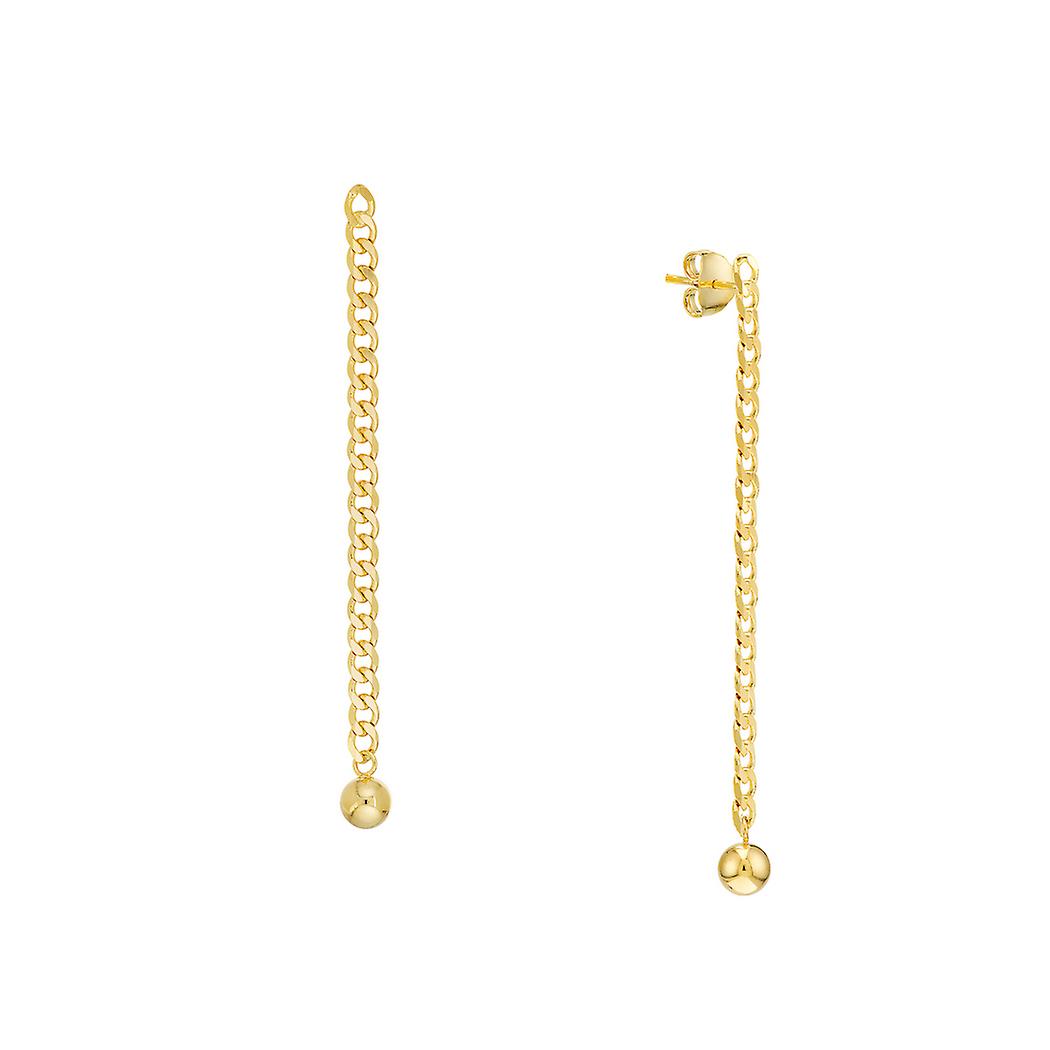 Or jaune 14 carats 5 mm Dangle perle boucles d’oreilles-Dangle boucle d’oreille pour femme