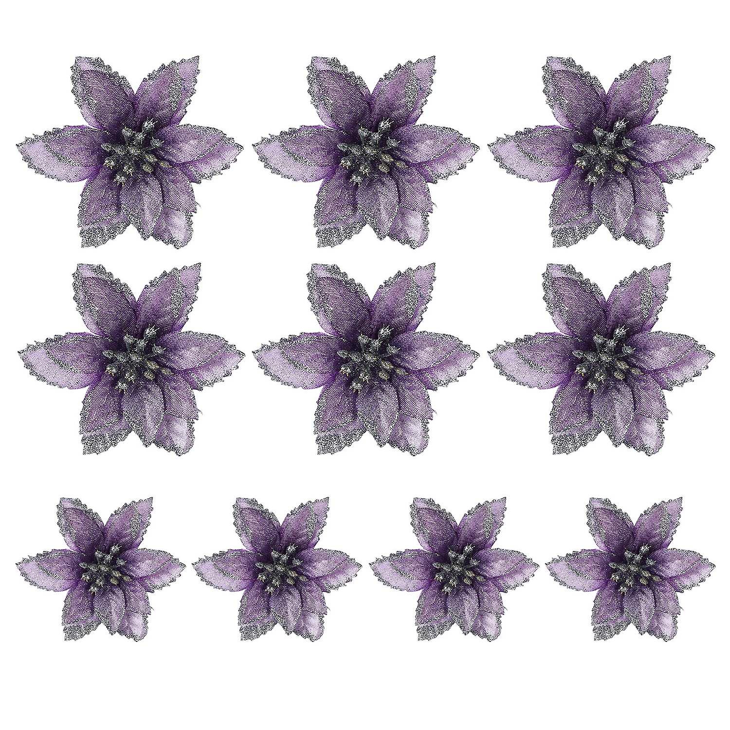 10 Pcs/Set Artificial Christmas Flower Bright Color Increase Atmosphere Decorative Realistic Looking