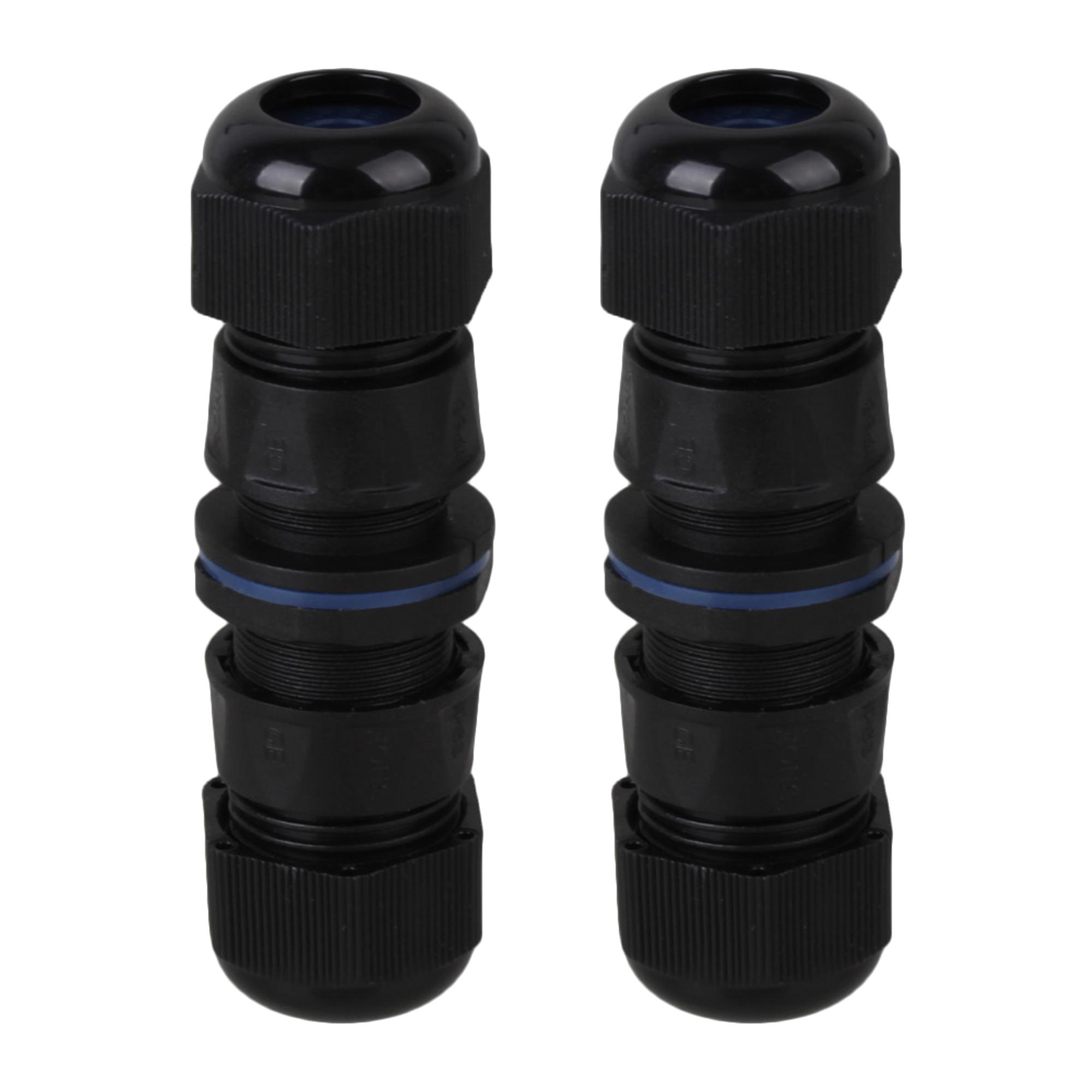 2pcs RJ45 M20 Thread Double Cable End Outdoor Connector Effect IP68