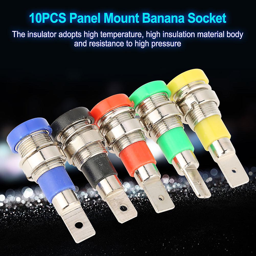 10 PCS Mixed Color Banana Socket 4.0mm Jack for Panel Mounting Test Probes