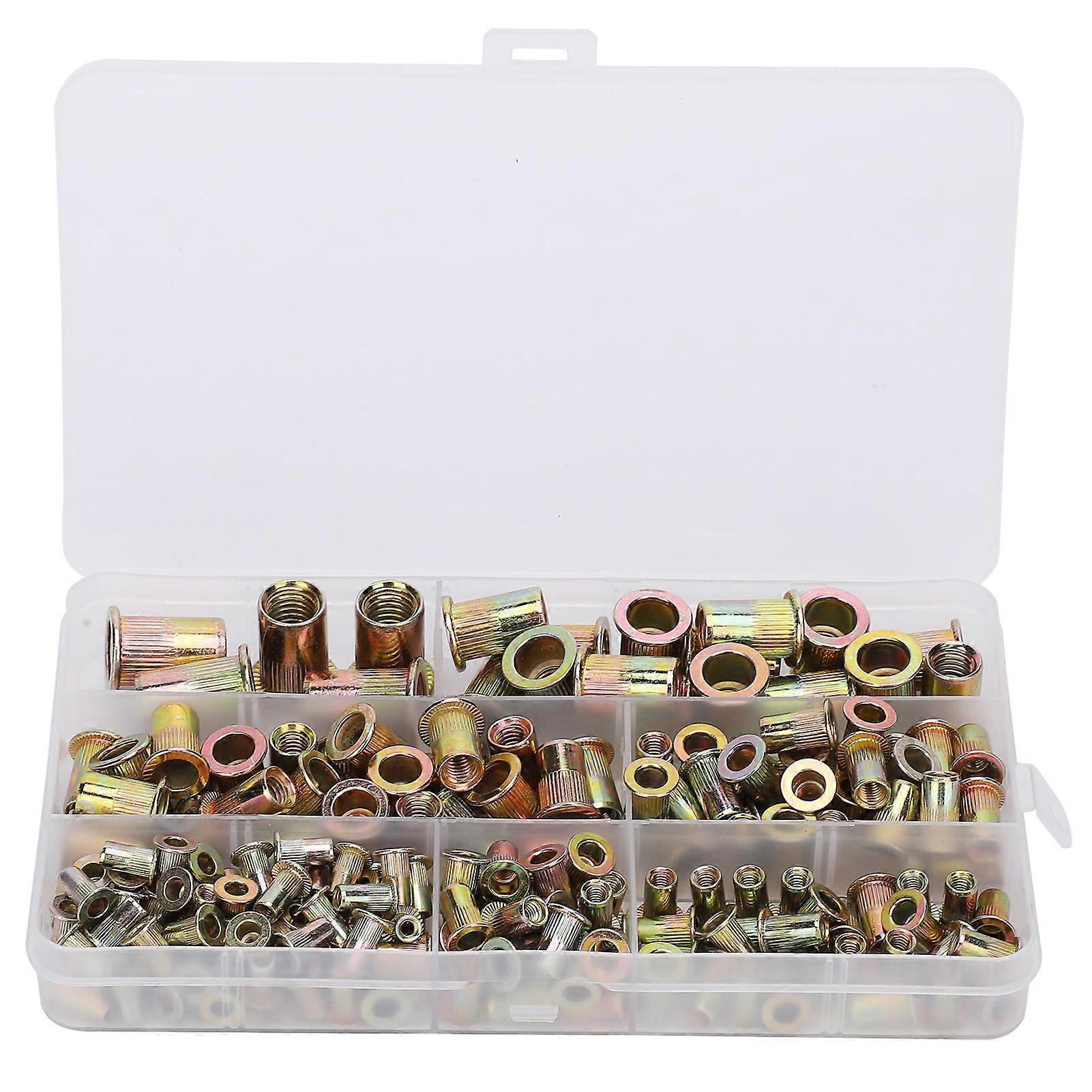 200pcs M3-M10 Galvanized Rivet Nuts Metric Flat Head Vertical Rivet Nuts