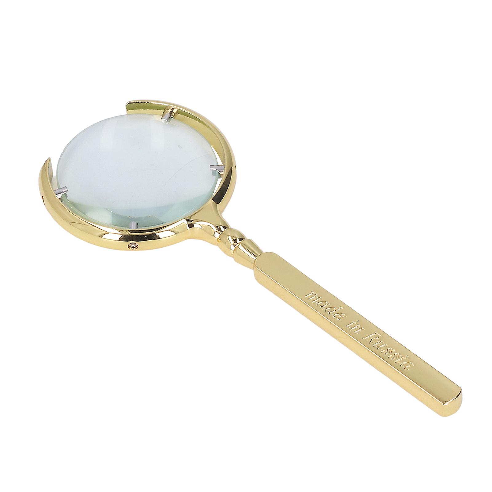 Reading Magnifying Glass Golden, Handheld Magnifier Metal Handle for Book and Newspaper Reading Seniors Gifts ZDX0A
