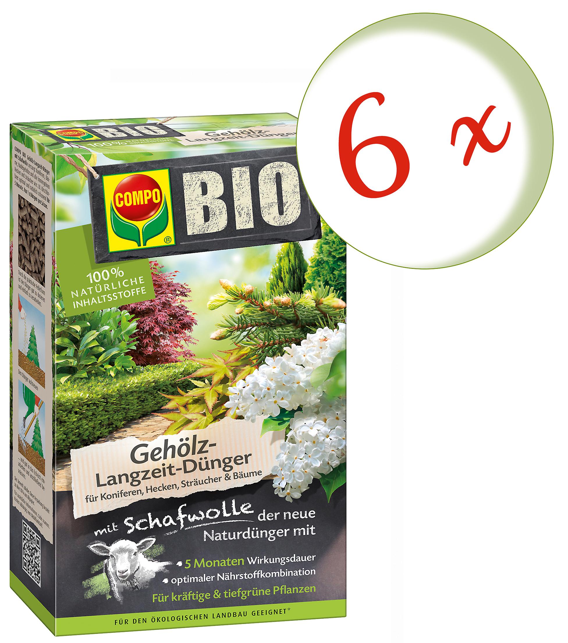 6 x COMPO BIO woody plant slow-release fertilizer with sheep's wool, 750 g