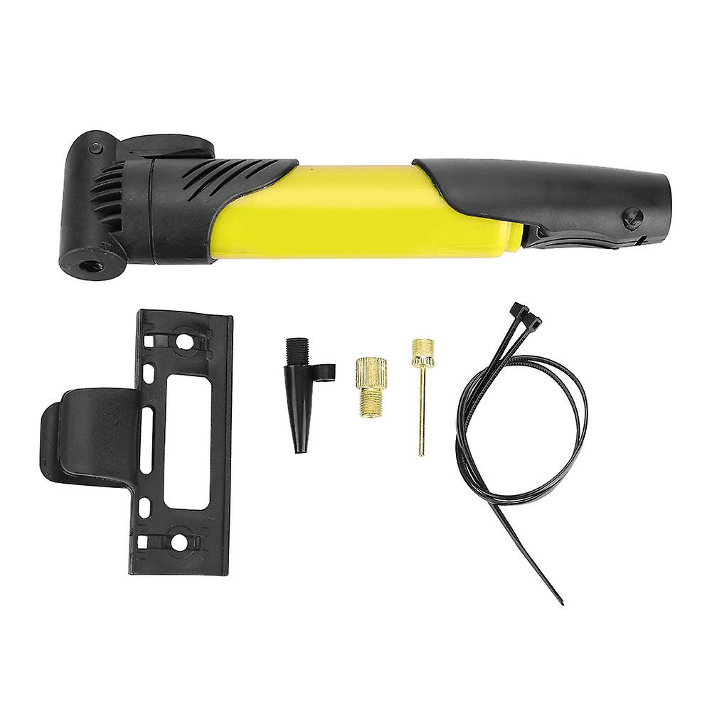 Portable Compact Bicycle Air Pump Durable Bike Inflator with Frame Mounting Kit Easy to Use for Road and Mountain Bikes Yellow