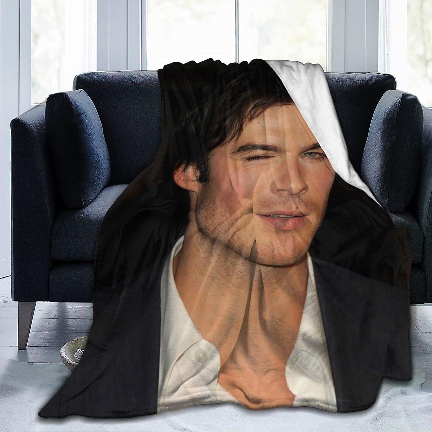 Ultra Soft Blanket Ian Somerhalder Throw Blanket Fluffy and Warm Anti Static Single Blanket Washable Throw Blankets ABD9361