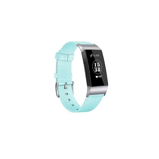 Breathable woven fabric watch band for Fitbit charge 3 - Sky blue