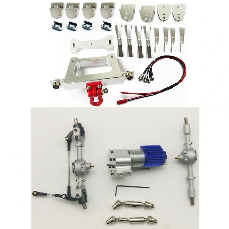 Metal DIY Accessories for RC WPL JJRC B14 B24 C14 B36 Q60 Q61 Car Silver box +4X4 black front and re