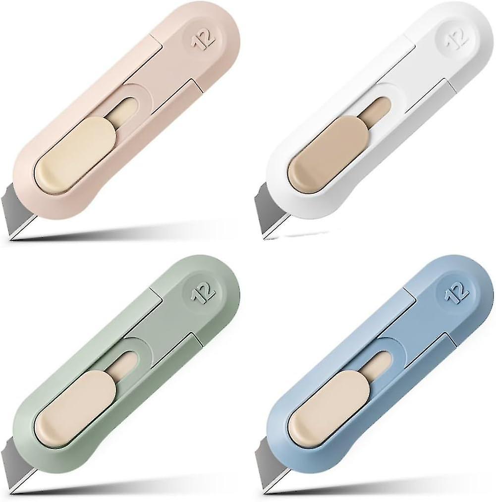 4pcs Utility Knife Box Cutters, Retractable Letter Opener, Sharp Cartons Cardboard Cutter Razor Knife for Christmas, Smooth Mechanism Perfect for Offi