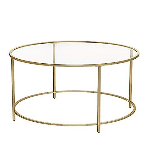 Modern gold coffee table with tempered glass top