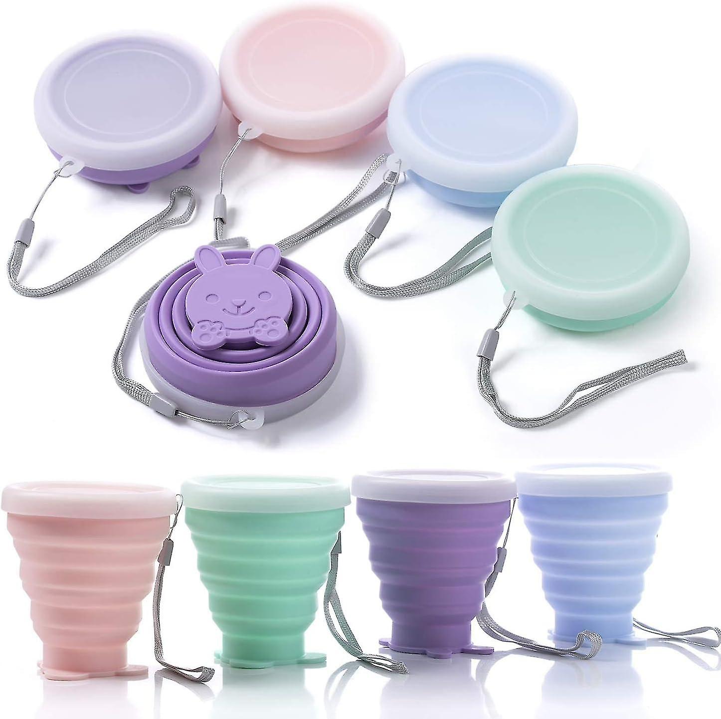 Collapsible Water Cup Mug, Set of 4 Travel Cup Camping Mug with Lid, Collapsible Silicone Travel Mug