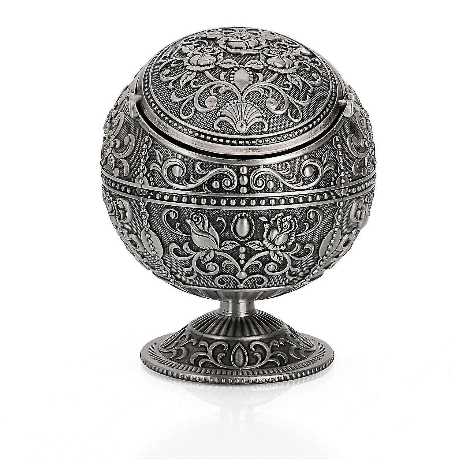 New ModelsVintage Windproof Ashtray With Lid Tabletop Portable Cigarette Ashtray(rose Tin)