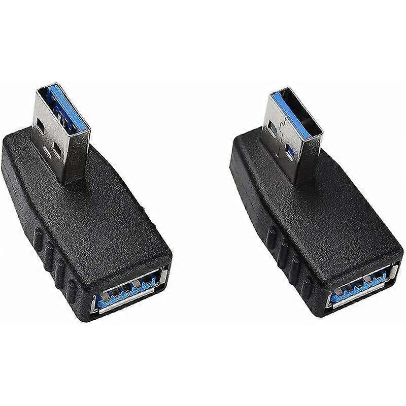 USB 3.0 Adapter 90 Right and Left Angle USB Corner Socket for USB Cable, USB Computer Accessories Black 2pcs (Left Turn, Right Turn)