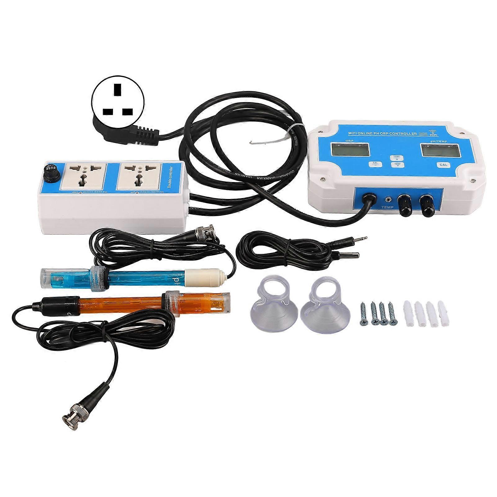 3 in 1 Water Quality Tester ORP PH Temperature Meter with Wireless APP WIFI for Laboratory Spa Swimming Pool 230V UK Plug NO.1466