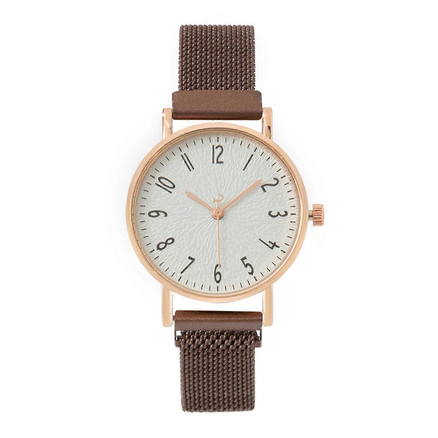Lady Quartz Watch Round Dial Magnetic Connection Band No Delay Simple Style High Accuracy Daily