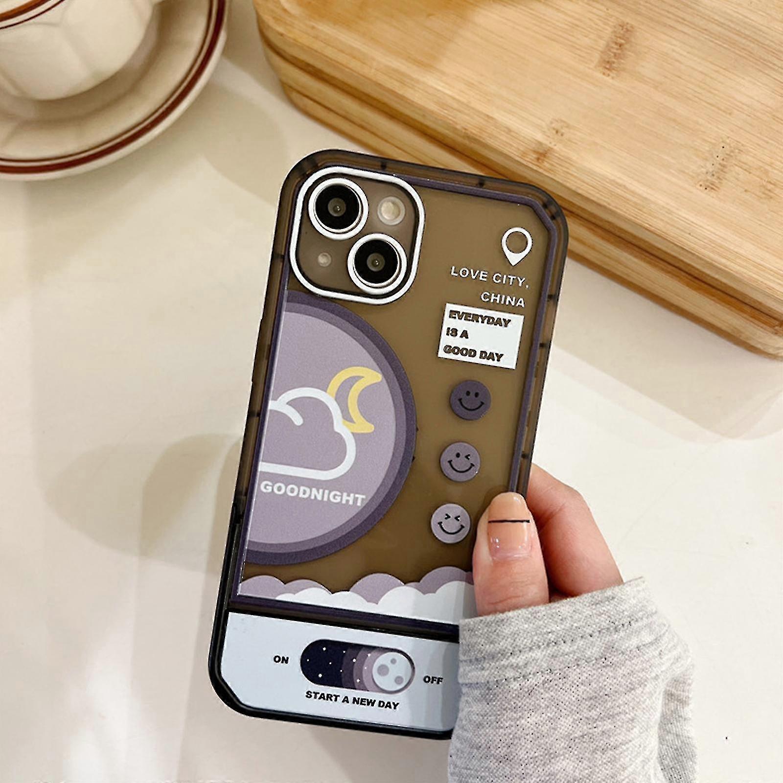 Weather Forecast Smiley Case For Iphone 12/13 Series, Tpu Protective Cover With Invisible Folding Stand