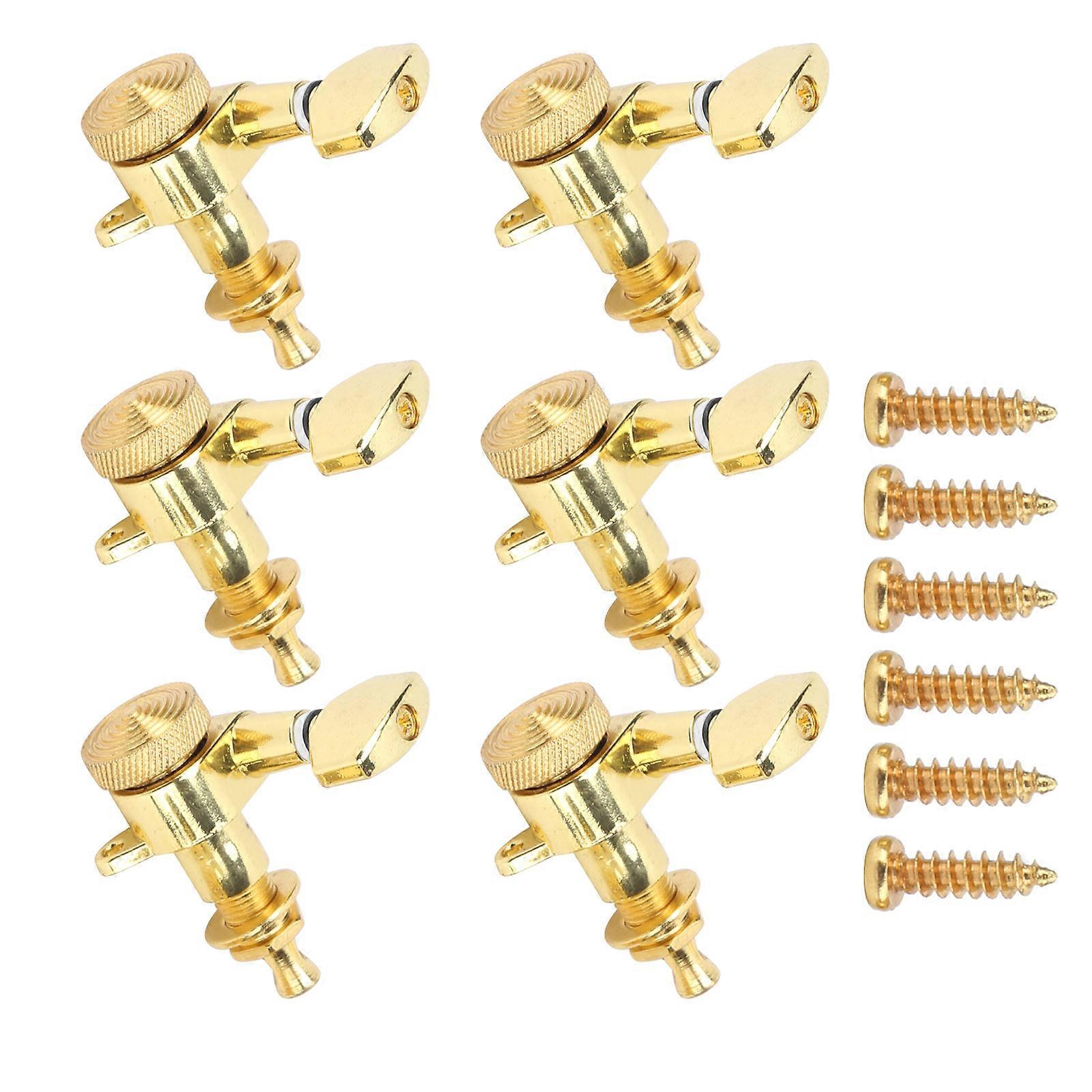 6Pcs Locking Guitar String Tuning Peg Metal Sealed Tuner Head Key Set Kit for Electric NHXF(6 Right Peg Set )