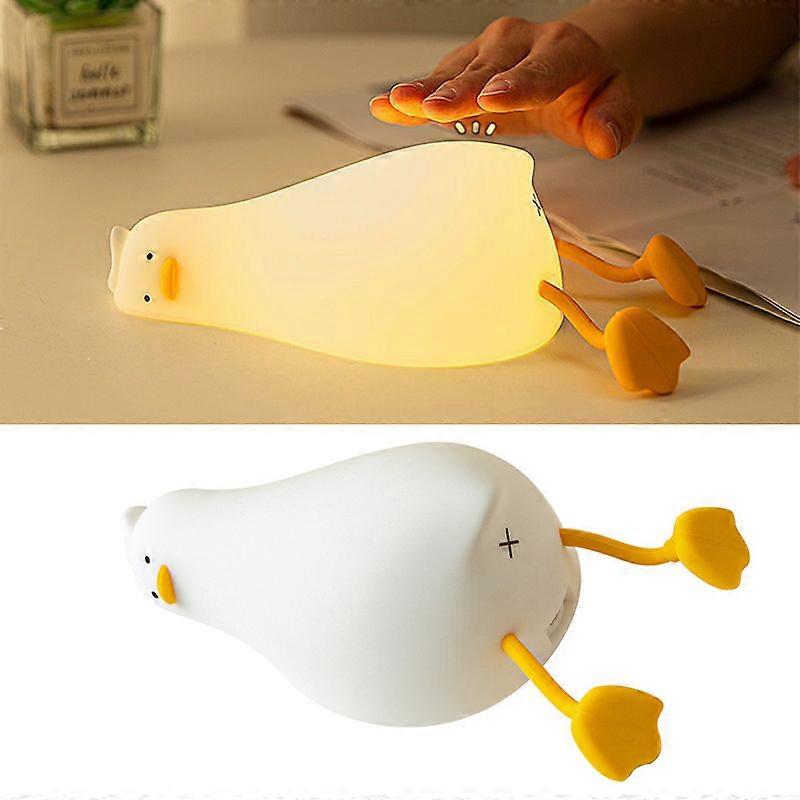 LED Lying Flat Duck Night Light, 3 Level Dimmable Nursery Nightlight,Cute Lamps Silicone Squishy Light Up Duck