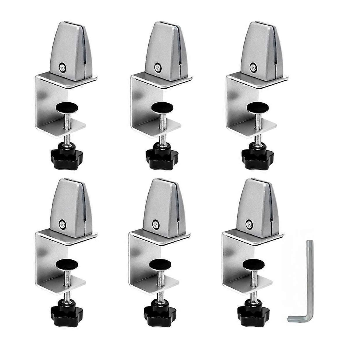 Aluminum Adjustable Sneeze Guard Support Clip No Punch Partition Clip for 1/8 to 1 Inch Panels Suitable for Acrylic A