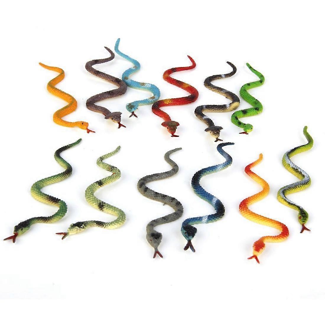 Plastic reptile animal snake toy 12pcs multicolour