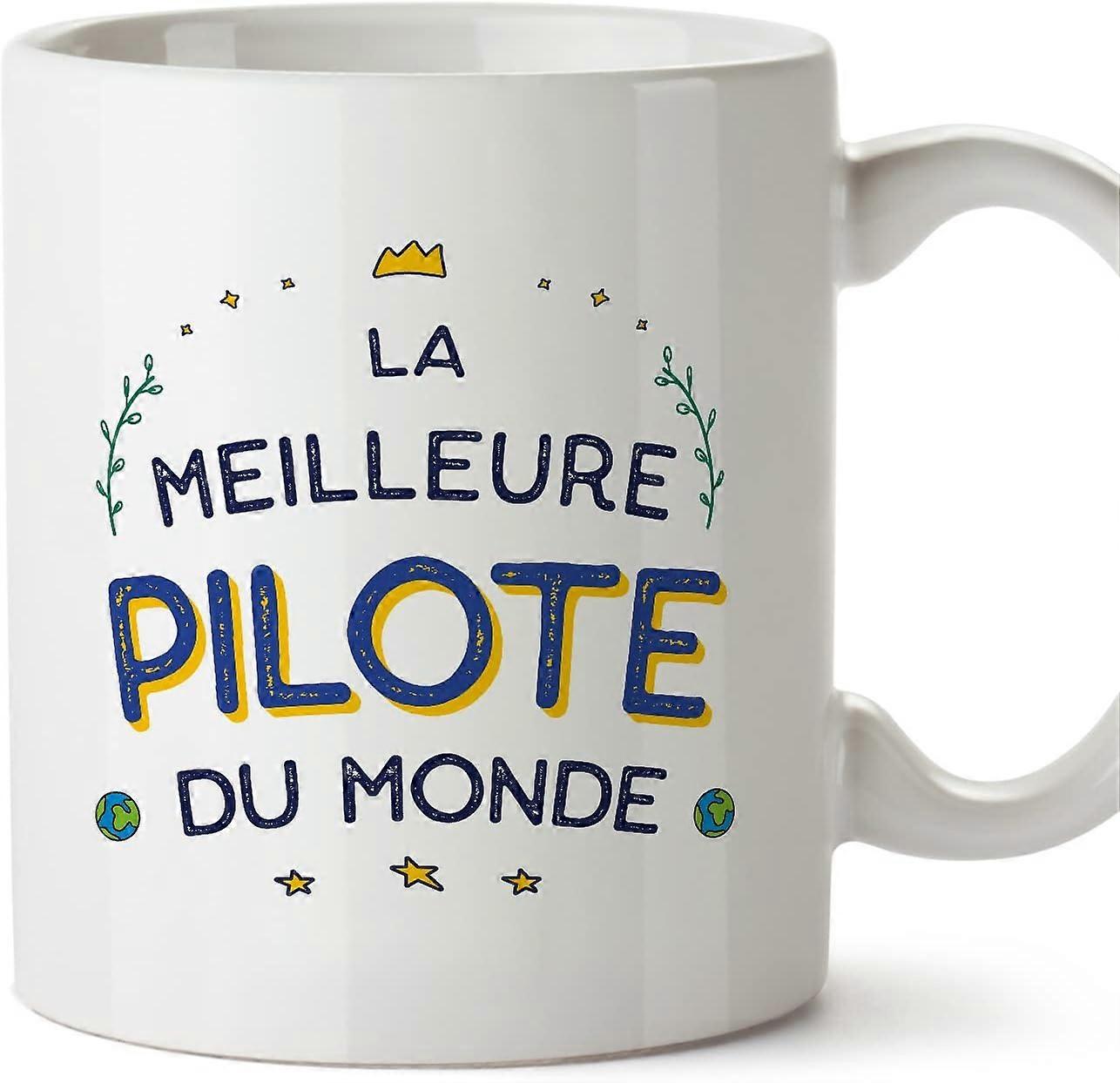 パイロットウーマンマグカップ、フランスのMeilleur du Mondeファニーギフト、同僚へのギフト、セラミック11オンスマグ