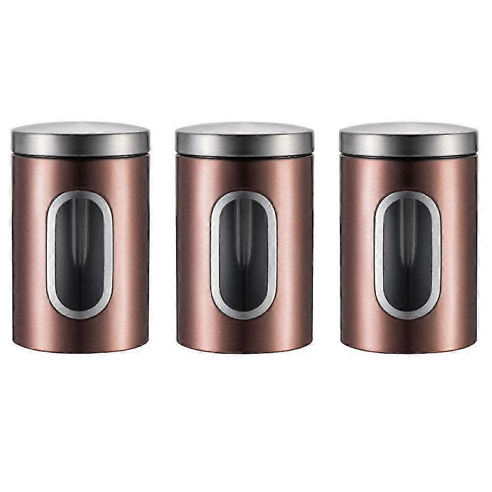 3pcs Tea Coffee Sugar Storage Canisters Jars Pots Kitchen Container Tins