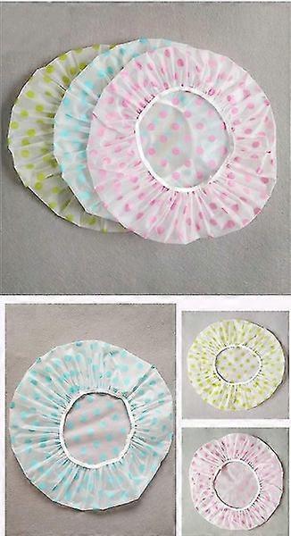 3-Pack Waterproof Reusable Plastic Shower Caps with Elastic Band