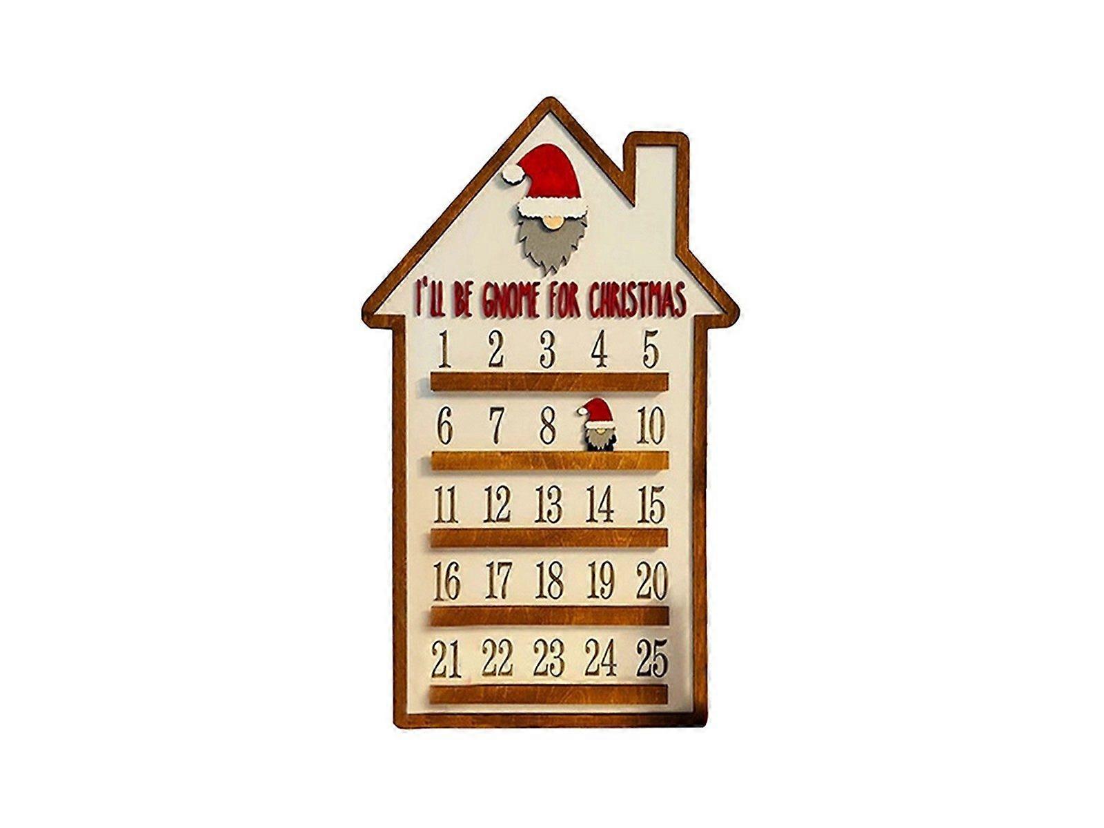 25 Days Wooden Hanging Christmas Advent Countdown Calendar - House Shaped